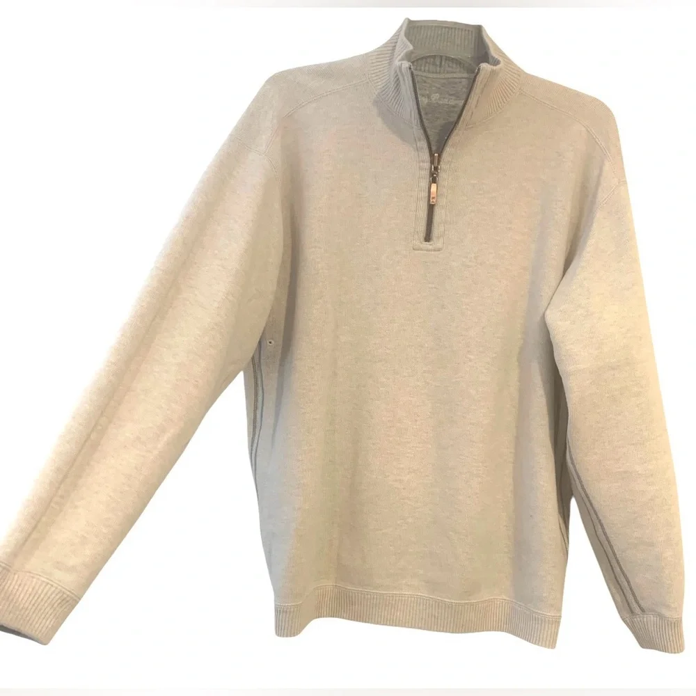 Tommy Bahama Light Gray Quarter-Zip Men's Sweater